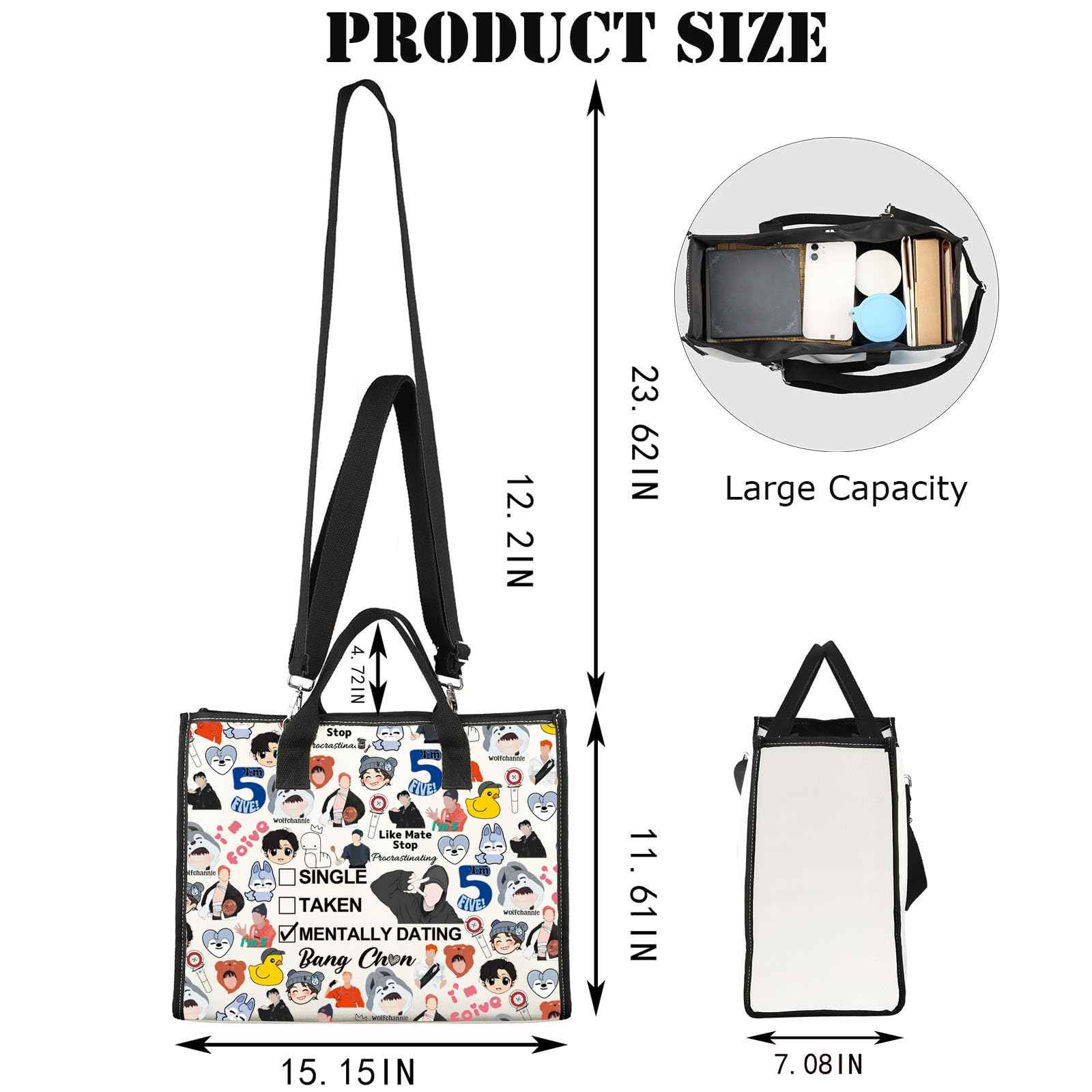 JNIAP Korean Group Stay Makeup Bag Music Lover Gifts Single Taken Mentally Dating With Bang C Stay Merchandise（Bang Tote）