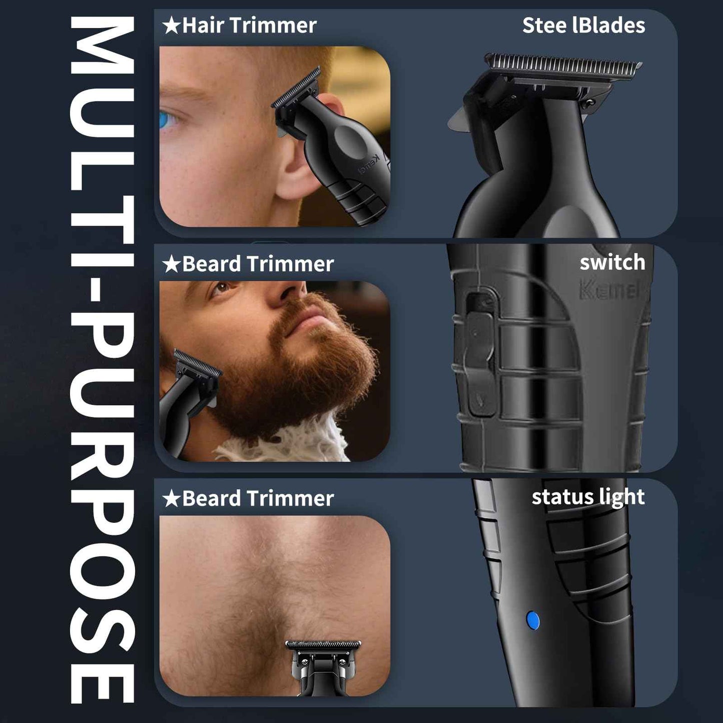 KEMEI 2299 Professional Hair Clippers for Men Professional - Cordless&Corded Barber Clippers for Hair Cutting & Grooming Rechargeable Beard Trimmer