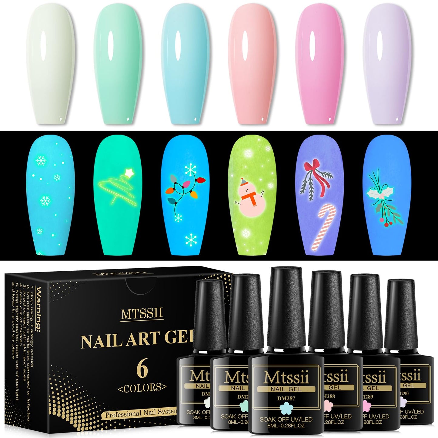 MTSSII Gel Nail Polish Kit, 6 PCS Jelly Translucent Gel Nail Polish Sock Off UV/LED Gel Nail Polish Lamp Cured, 8 ml/0.28 FL.OZ (Jelly Glow)