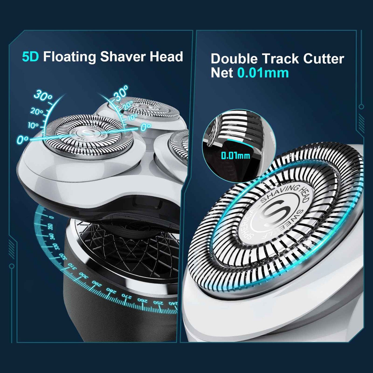 Electric Razor for Men with Travel Case, SweetLF 100% Waterproof Electric Shaver,Wet Dry Shaving/Rechargeable/Sideburns/Trimmer/Nose Trimmer/Type C Charging Cable