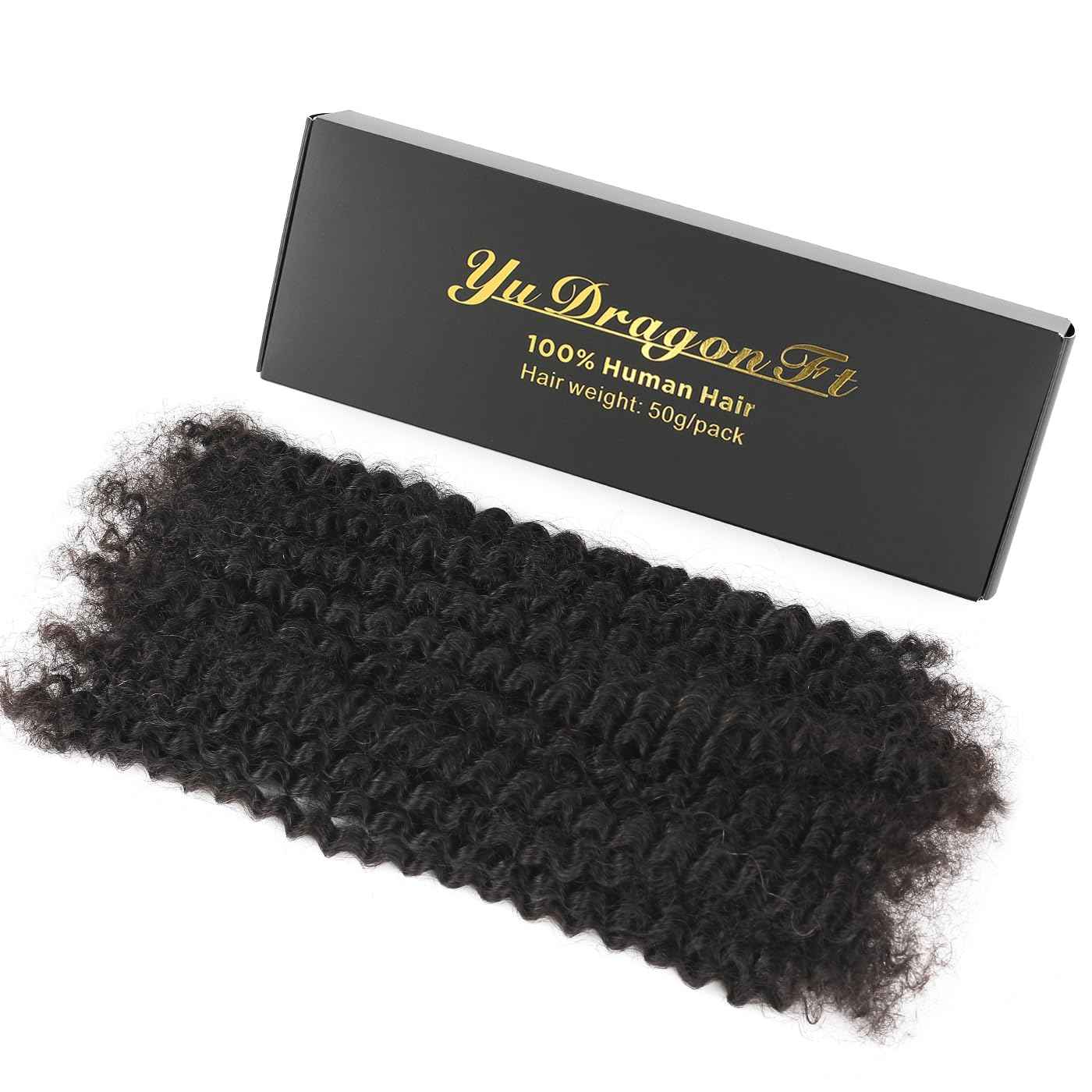 Afro Kinky Curly Human Hair Bulk for Permanent Micro Locs/Twists/Braids/Repair Locs Afro Kinky Curly Bulk Human Hair 12-Inch 50g/bundle Nature Black Color (1B, 12inch)