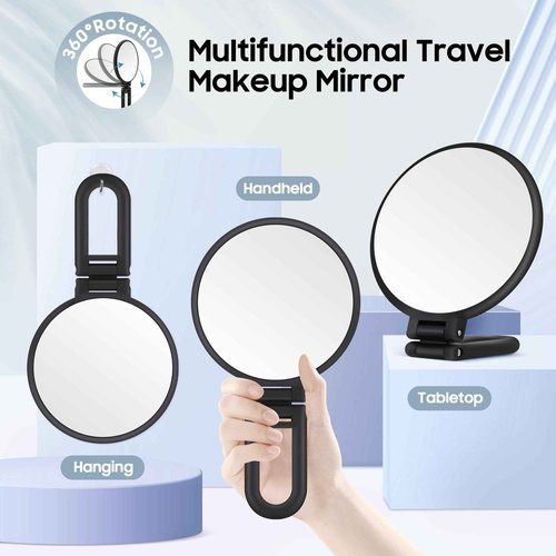 B Beauty Planet 40X Magnifying Mirror, Hand Mirror for Makeup, Double Sided with 40X/1X Magnification, Travel Essential, Portable Foldable for Desktop and Bathroom, Gift for Women, Frosted Black