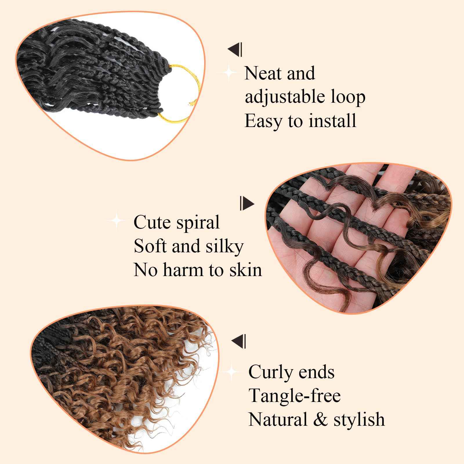 9 Packs Goddess Box Braids Crochet Hair 10 Inch Pre Looped Boho Crochet Braids With Curly Ends Synthetic Boho Box Braid Crochet Hair For Women (10 Inch, 1B/4/30)