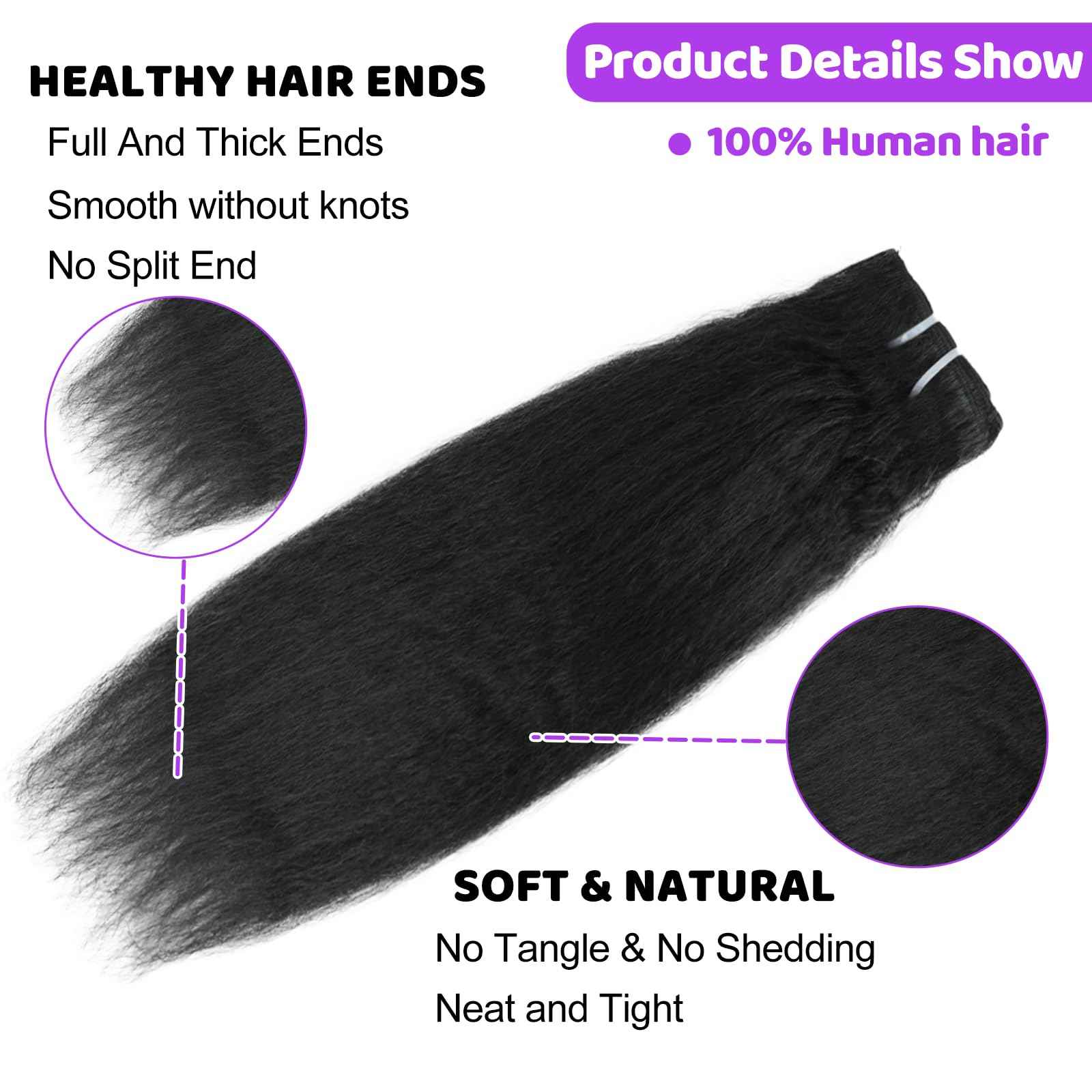 Clip in Hair Extensions Real Human Hair 14 inch Kinky Straight Clip ins For Black Women Remy Human Hair Extensions Clip ins Natural Color 8pcs 20 Clips 100g/Set