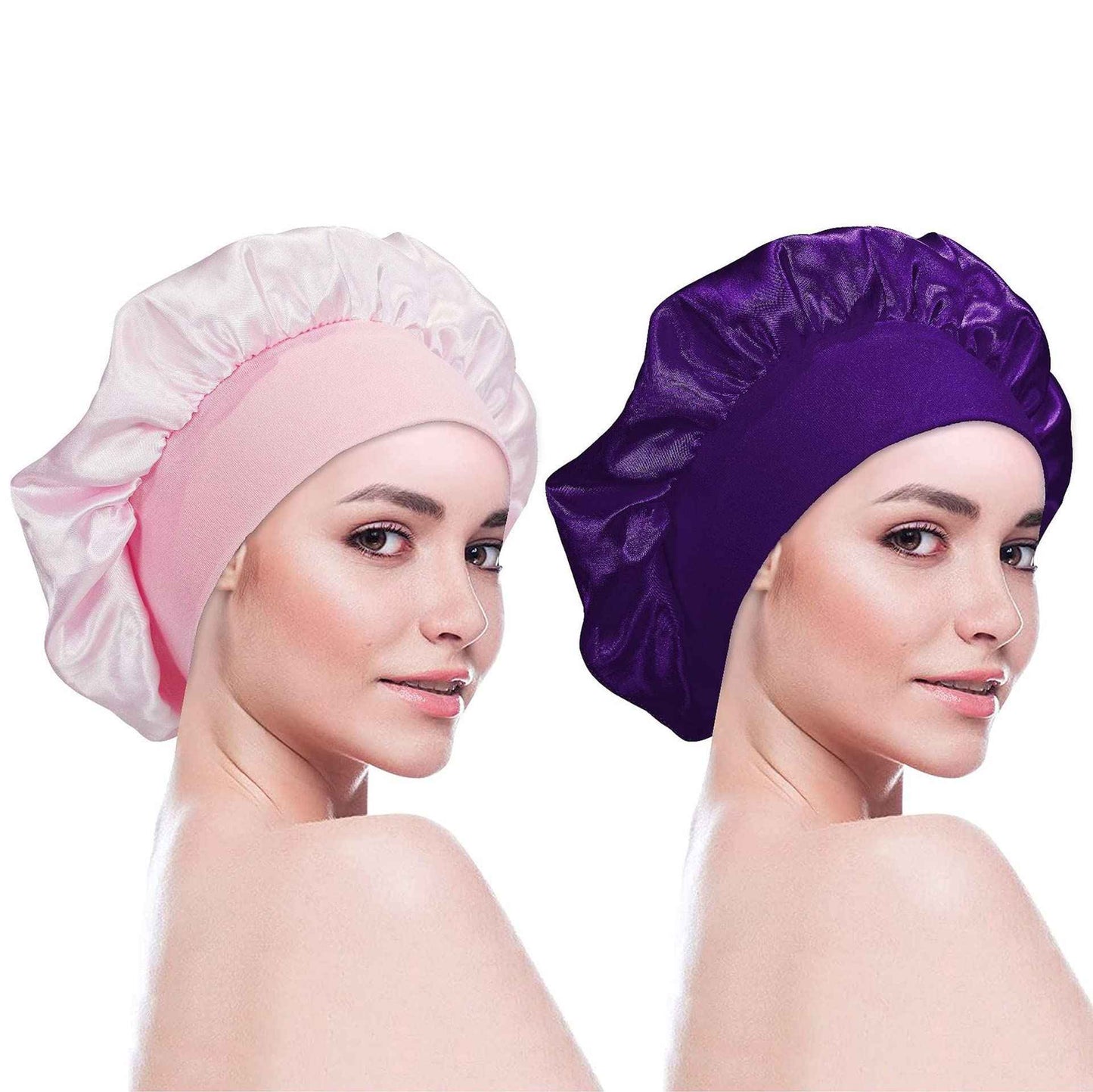 Tergy 12pcs Satin Bonnet Caps for Women Solid Color Hair Bonnets for Sleeping Elastic Band Bonnet Hats for Black Women Hair Care