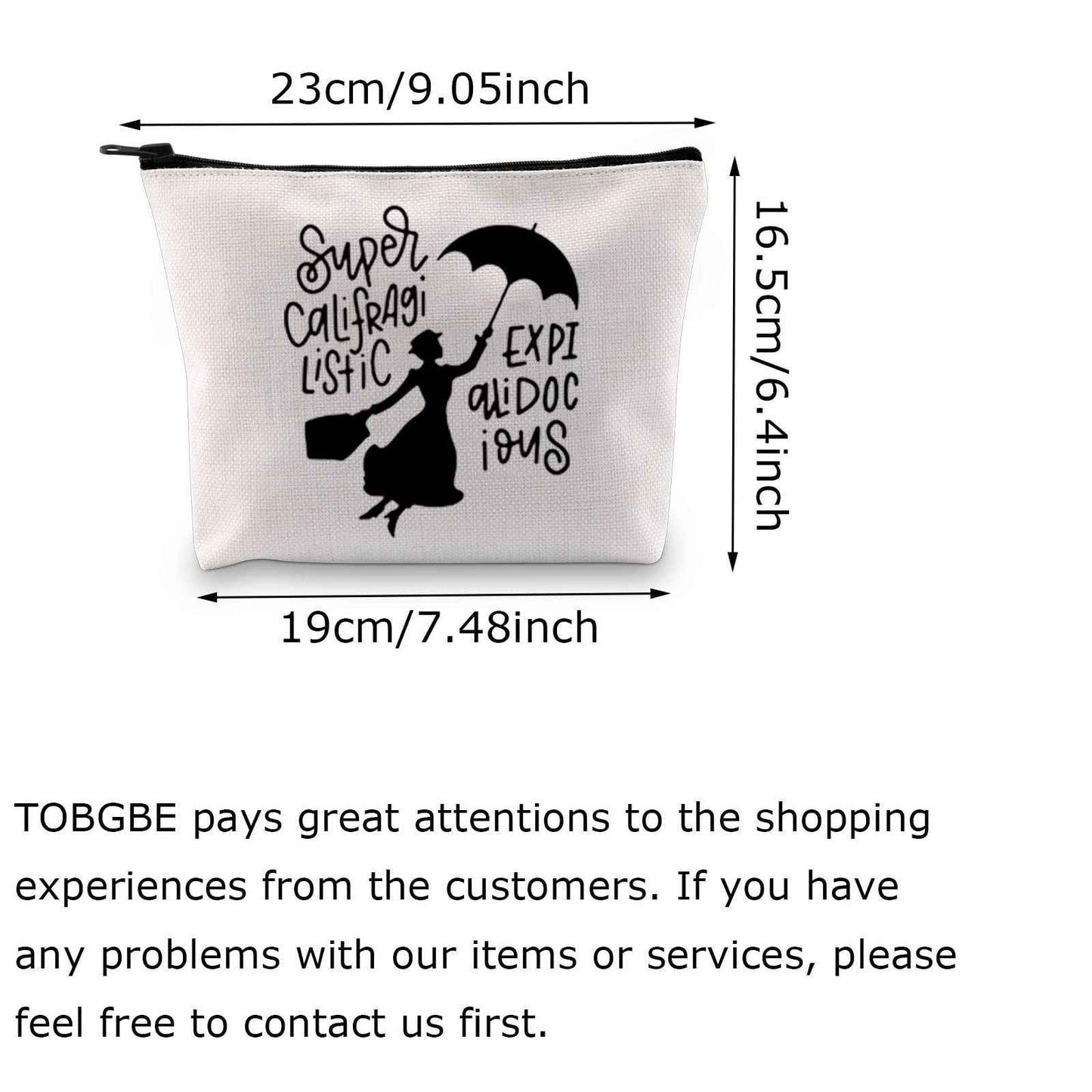 TOBGBE Mary Quote Makeup Bag Supercalifragilistic Inspired Zipper Pouch Bag Cosmetic Bag Mary Movie Merchandise (Mary Song)