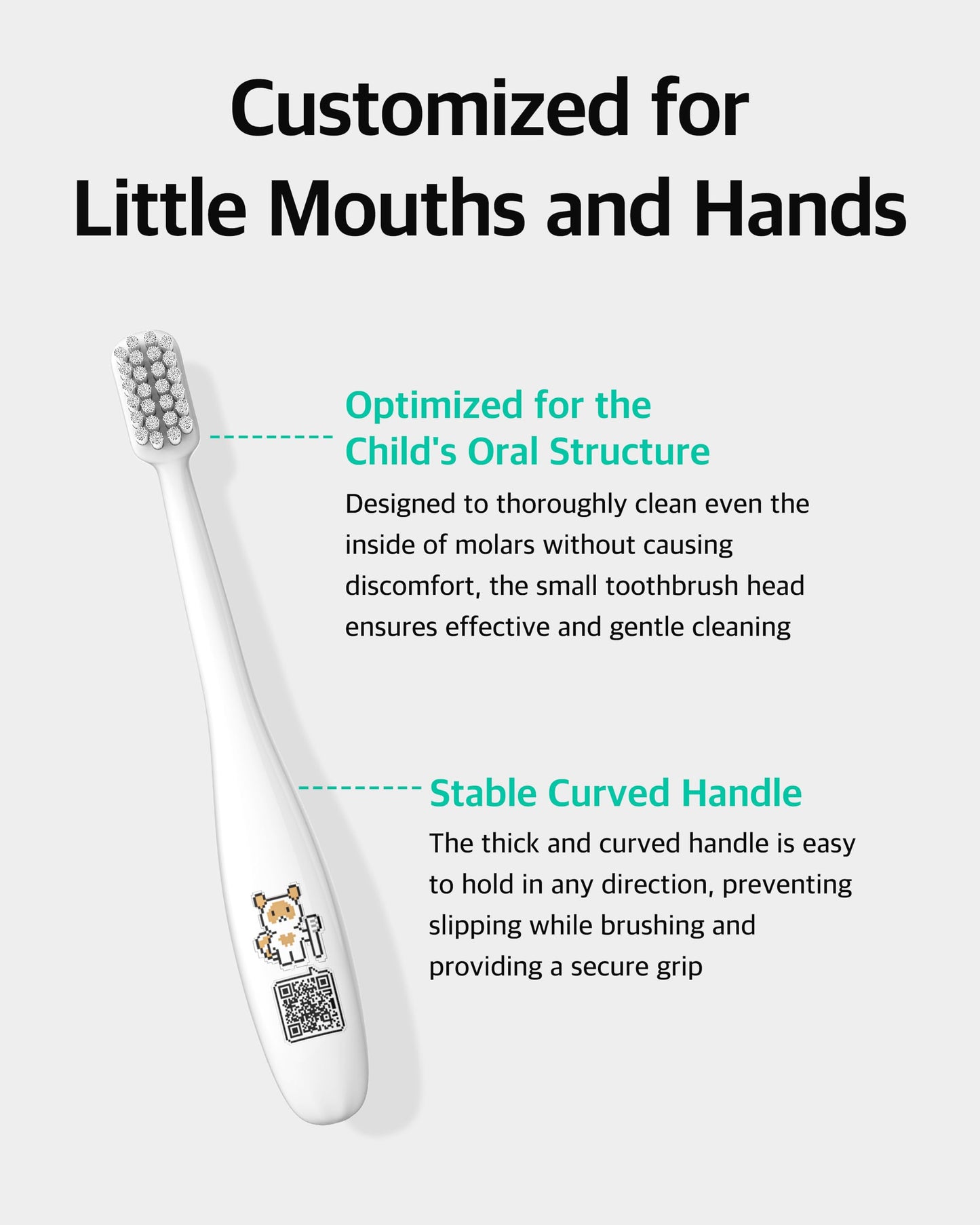 LiveOrals Kids Edu Toothbrush (Mint 6 Units) - Fun QR Song for Brushing, Dual Microfine Bristles, Compact 1.8cm Head, Ergonomic Handle, Gentle Care for Kids’ Gums and Teeth