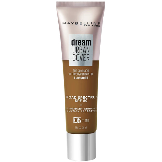 Maybelline Dream Urban Cover Flawless Coverage Foundation Makeup, SPF 50, Truffle