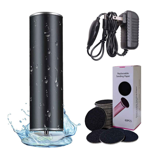 Dermave Electric Foot Callus Remover with 60 Refills – Electric Pedicure Tool for Cracked Heels, Seniors & Home Spa – Instantly Removes Dead Skin, Easy Operation, Adjustable Speed (Black)