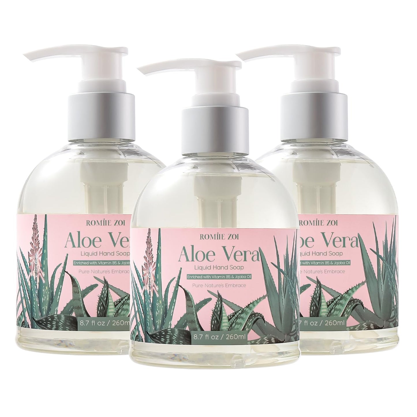 ROMIIE ZOI Liquid Hand Soap with Gift Box - Aloe Vera - 260ml/ 8.7 fl.oz(Pack of 3)