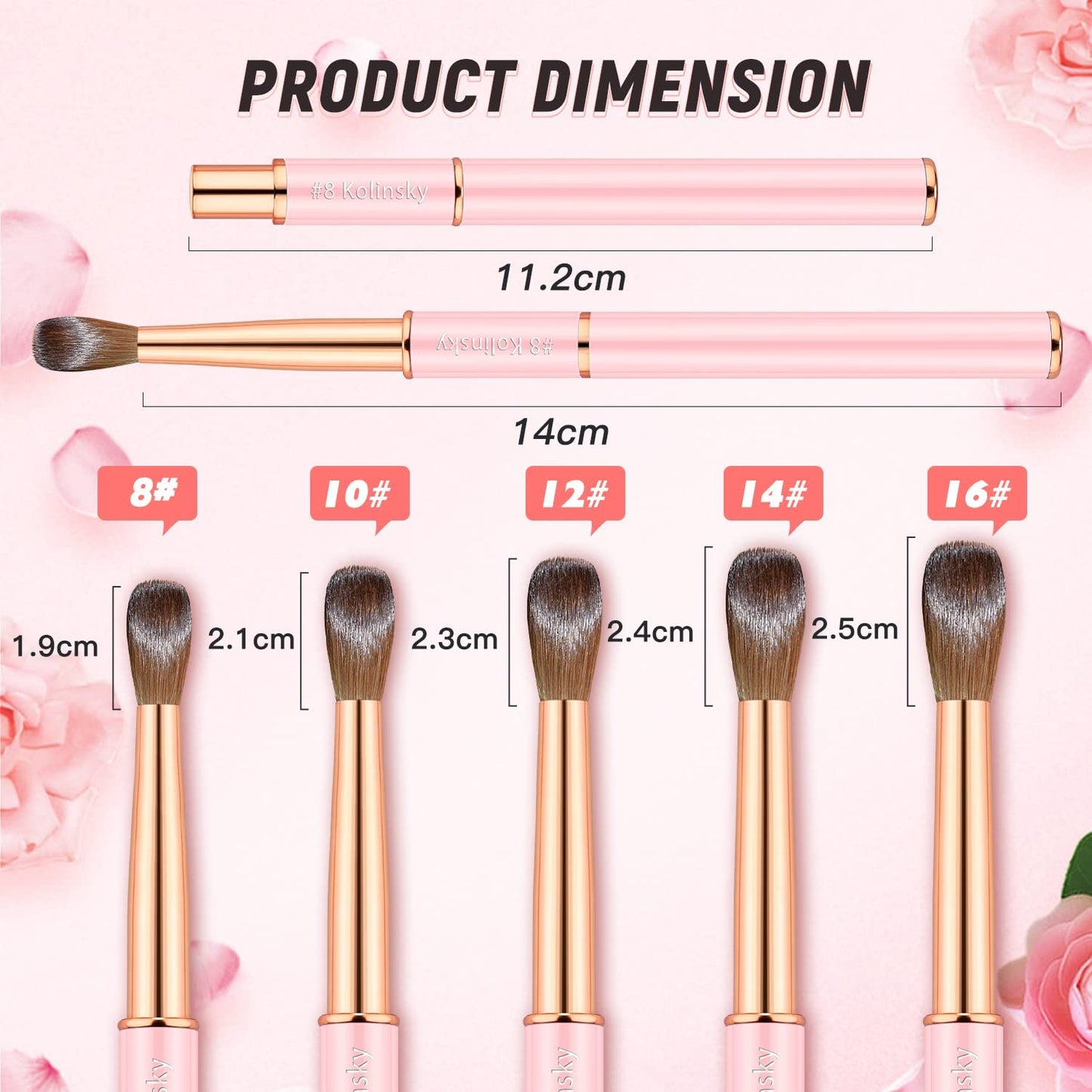 Kolinsky Acrylic Nail Brushes Nail Art Brush for Acrylic Application Acrylic Powder Nail Brush Manicure Tool for DIY Home Salon Size 10