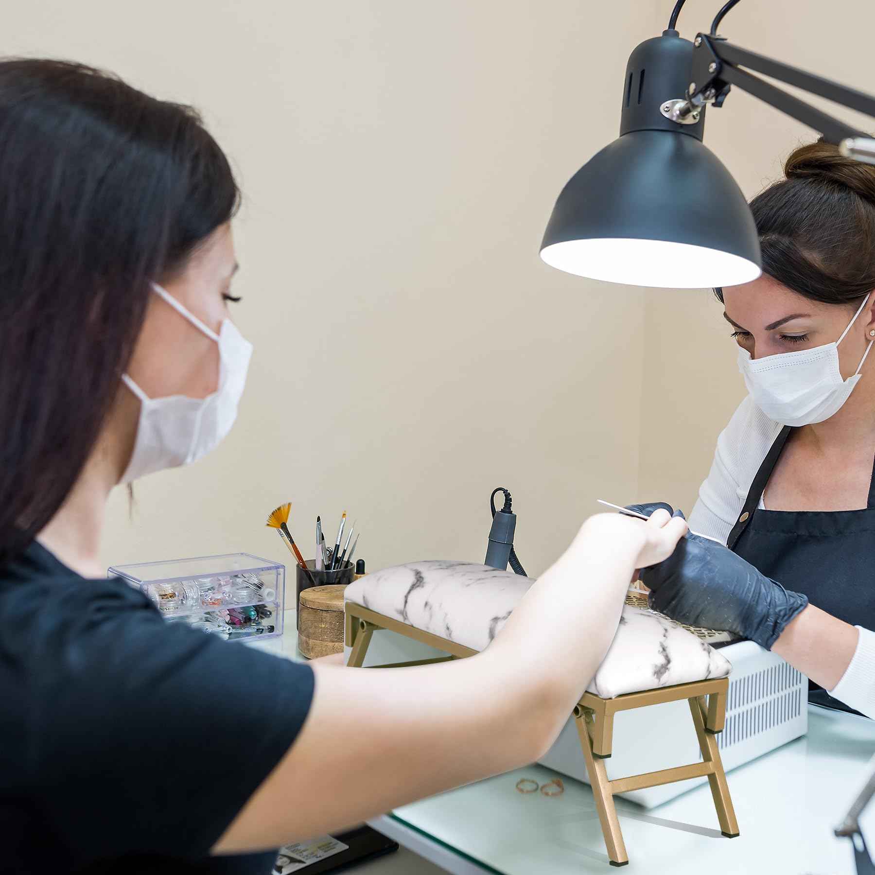 Arm Rest for Nails Tech, Foldable Nail Arm Rest, Microfiber Leather Manicure Hand Rest for Nail Tech,Manicure Salon Use