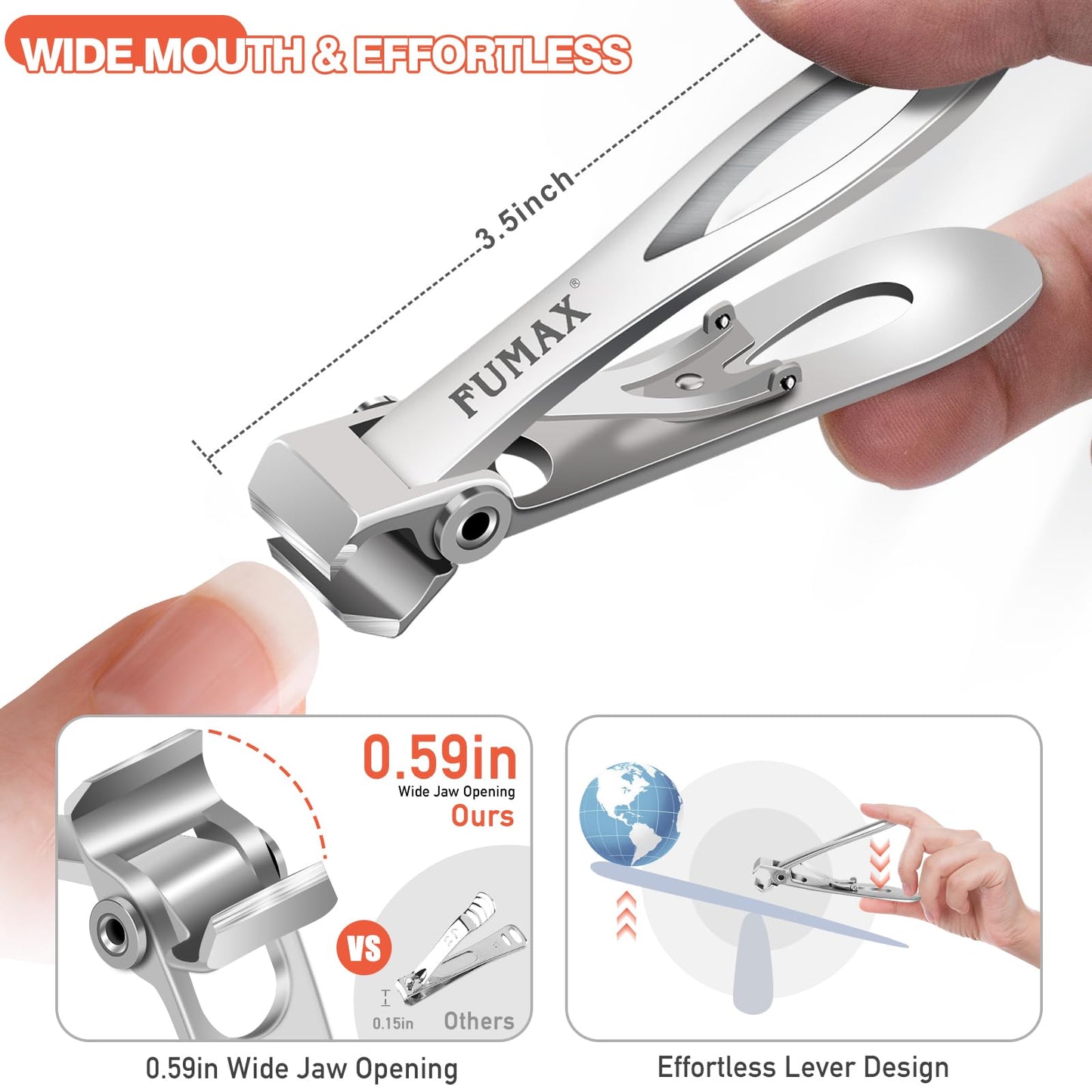 Nail Clippers for Thick Nails & Toenails, Straight Toenail Clippers with Wide Jaws for Seniors, Upgraded Slanted Toe Nail Clippers for Ingrown Toenails, Heavy Duty Large Fingernail Clipper for Men