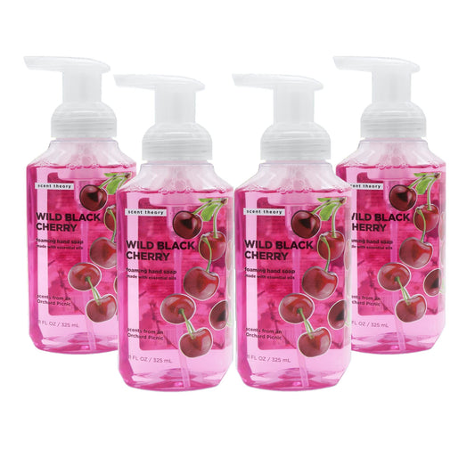 Scent Theory Foaming Hand Soap -Wild Back Cherry- Made with Essential Oils - 11 Fl Oz - 4-Pack