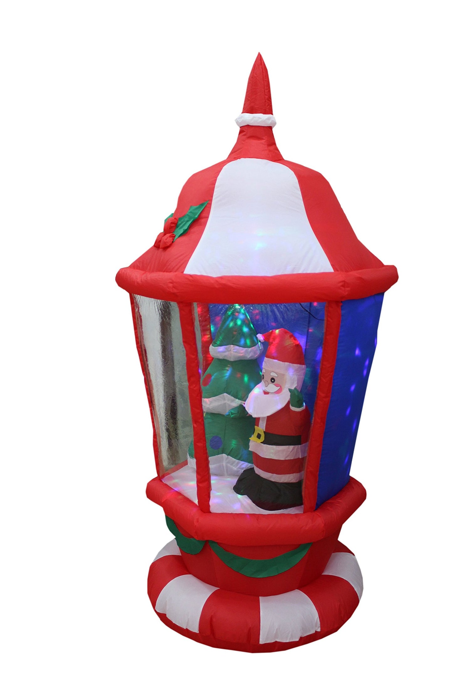 6 Foot Tall Lighted Christmas Inflatable Lantern with Santa and Tree LEDs Yard Decoration