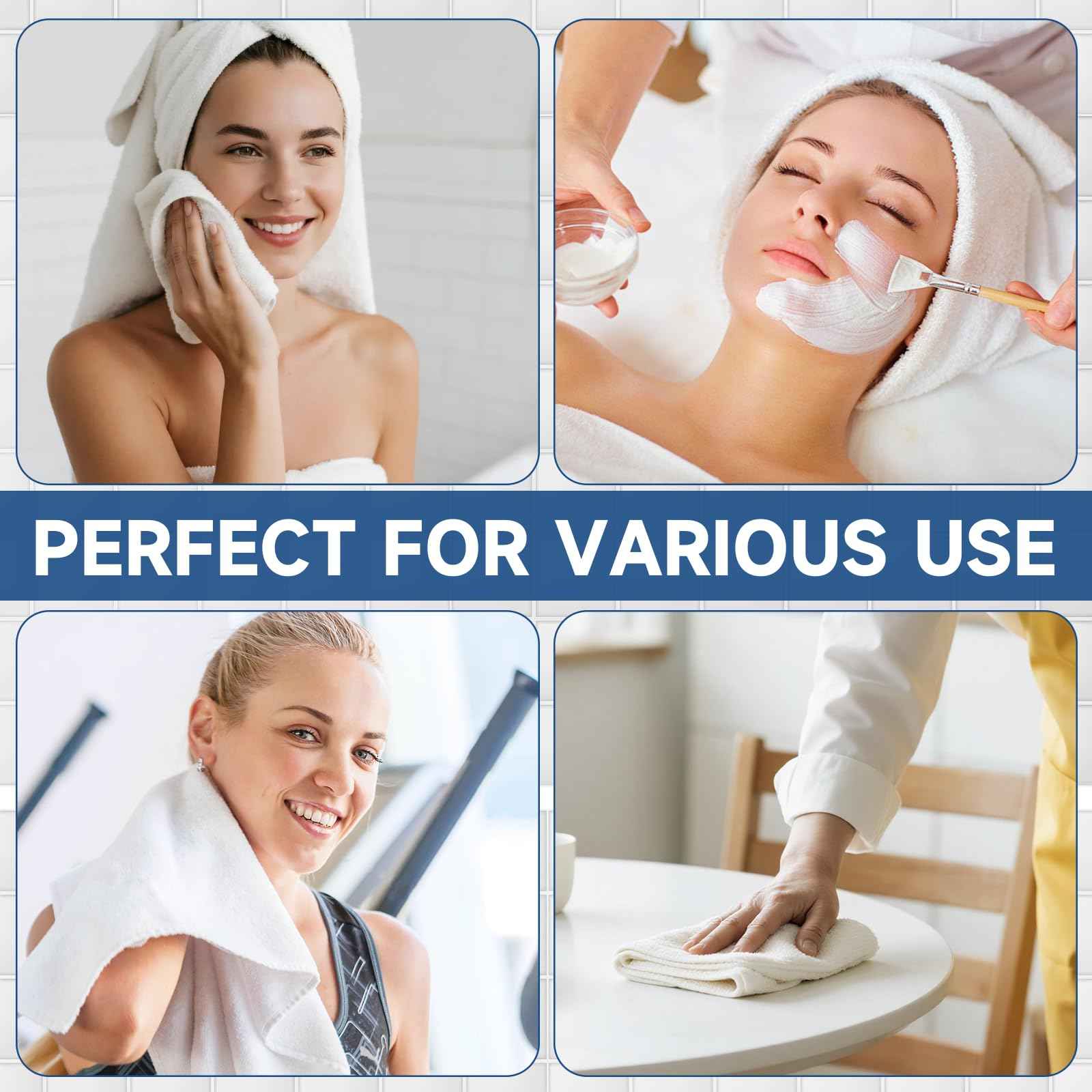 TEAWOO Coral Velvet White Washcloths 12 Pack, Highly Absorbent and Soft White Face Towels, Multi-Purpose Washcloths and Hand Towels for Bathroom, Hotel, Spa and Gym, 12 x 12 inches