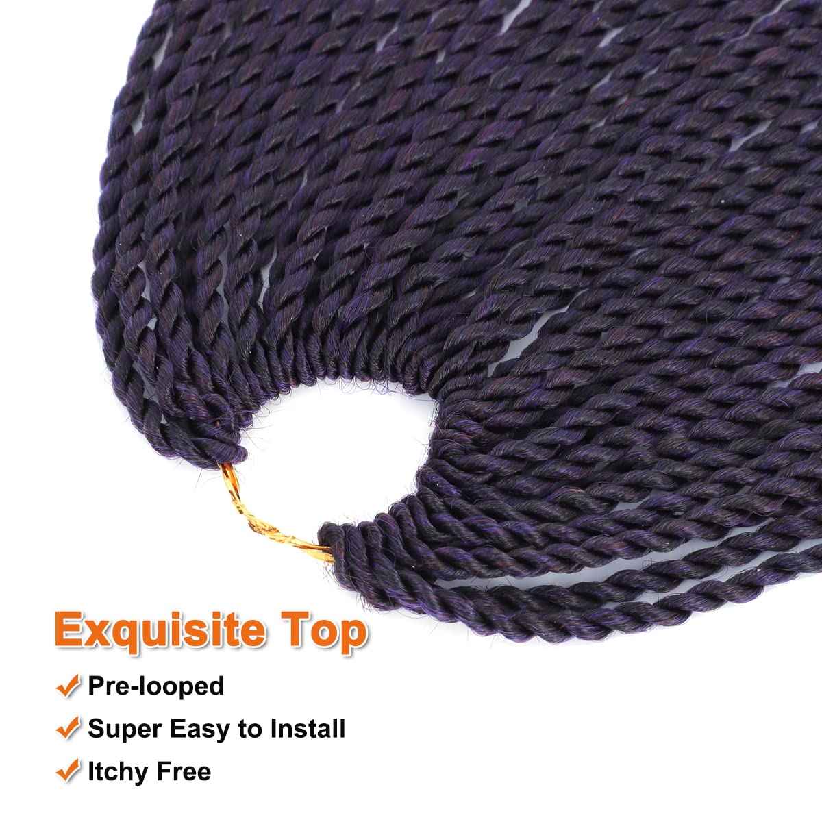 NAYOO Purple Crochet Senegalese Twist, 18 Inch 8 Packs Small Twist Crochet Hair, 35 Strands/Pack Braids, Hot Water Setting (18 Inch, 1B/Purple/Bug)