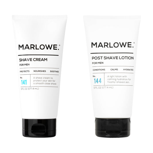 MARLOWE. Shave Cream No. 141 & Post Shave Lotion No. 144 – 6oz Each – Conditioning Shave Cream & Aftershave Lotion for Smooth, Soothing, Close Shave – Men's Shaving Kit Essentials, 2-Pack