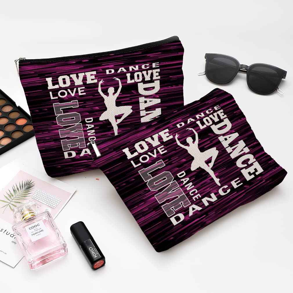 Givotin Cute Makeup Bag for Purse Canvas Waterproof Funny Cosmetic Bags for Women Zipper Travel Toiletry Pouch-Dance Makeup Bags