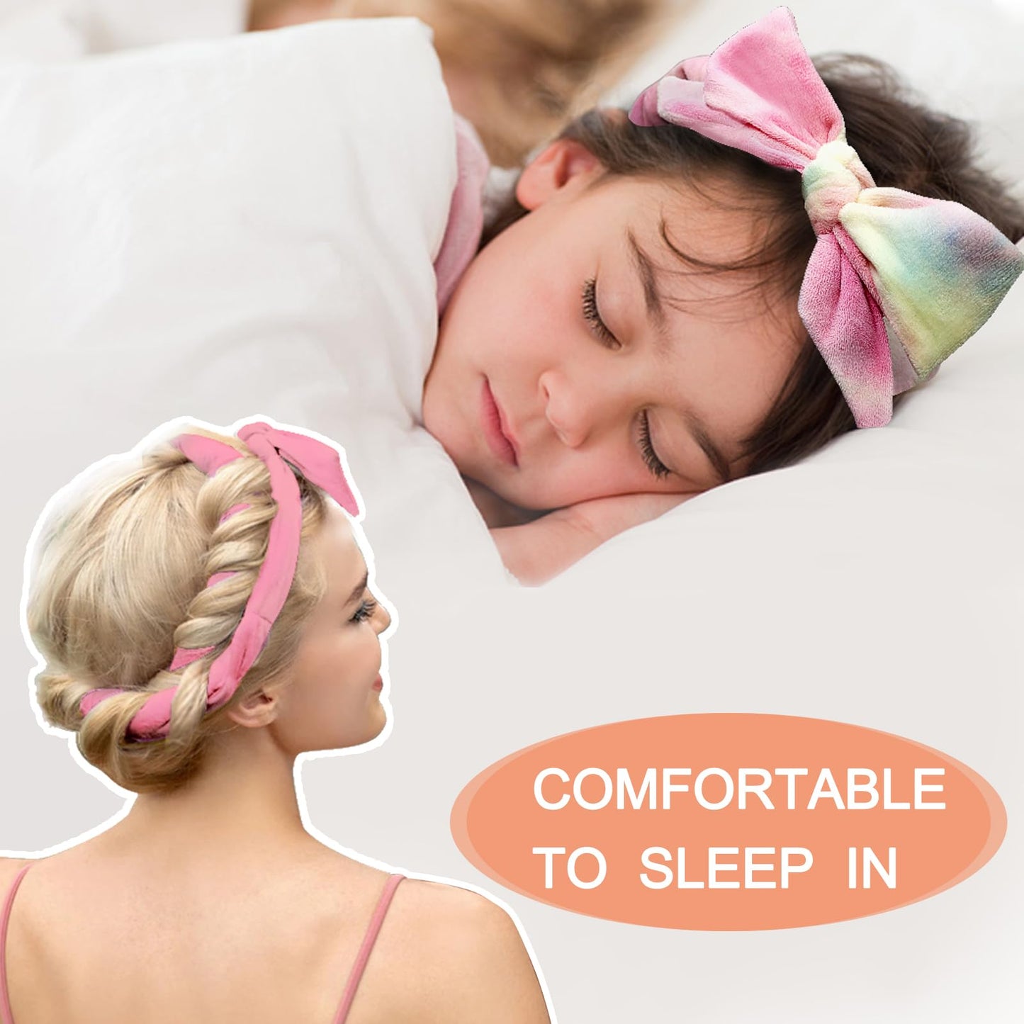 Extra-Long Overnight Heatless Curling Headband for Long Hair, No Heat Curlers to Sleep In (Pink-Giftbox)