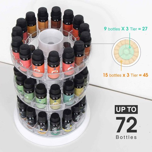 J JACKCUBE DESIGN Rotating Essential Oil Display Stand Spinning Rack for 45 Bottles(up to 72) Organizer 3 Tier Storage Holder -MK505B (3 Tier)