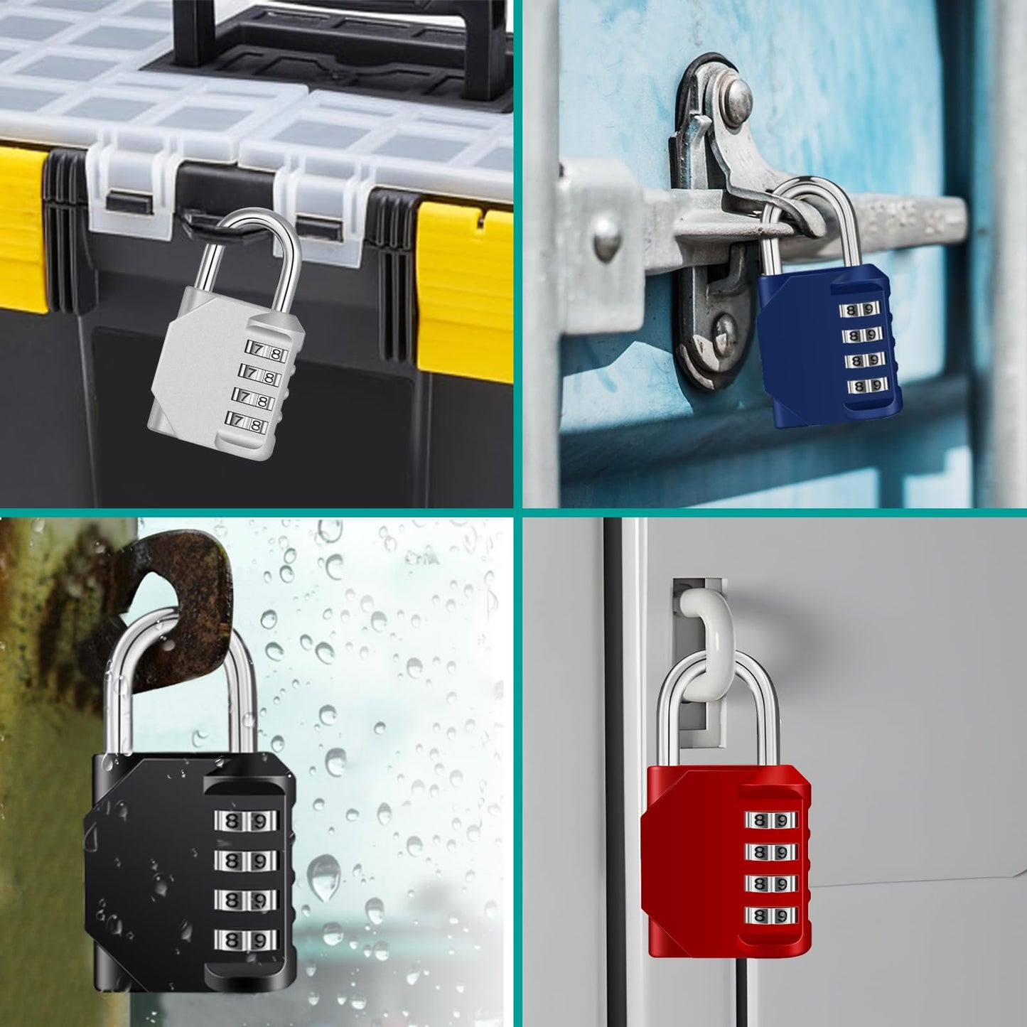 ZHEGE Lock, 4 Digit Combination Padlock Outdoor, School Lock, Gym Lock and Black Lock