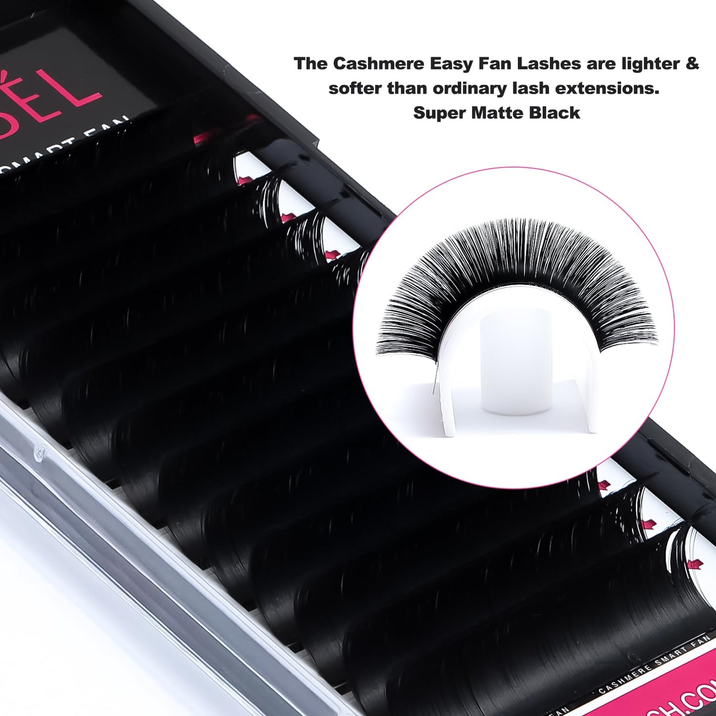 KOLYBEL Eyelash Extensions Cashmere Easy Fan Lashes 0.05 Thickness C Curl 8-15mm Mix Tray Auto Blooming Lash Extension Matte Dark Black Volume Lashes Lasting Self Fanning Lashes(0.05-C,8-15mm)