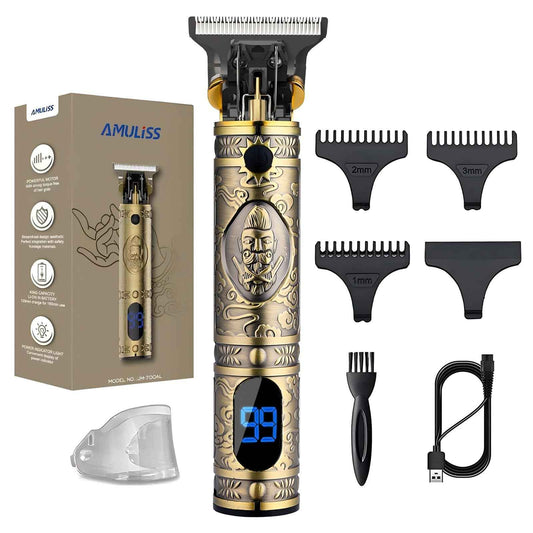 AMULISS Professional Mens Hair Clippers Zero Gapped Cordless Hair Trimmer Professional Haircut & Grooming Kit for Men Rechargeable LED Display