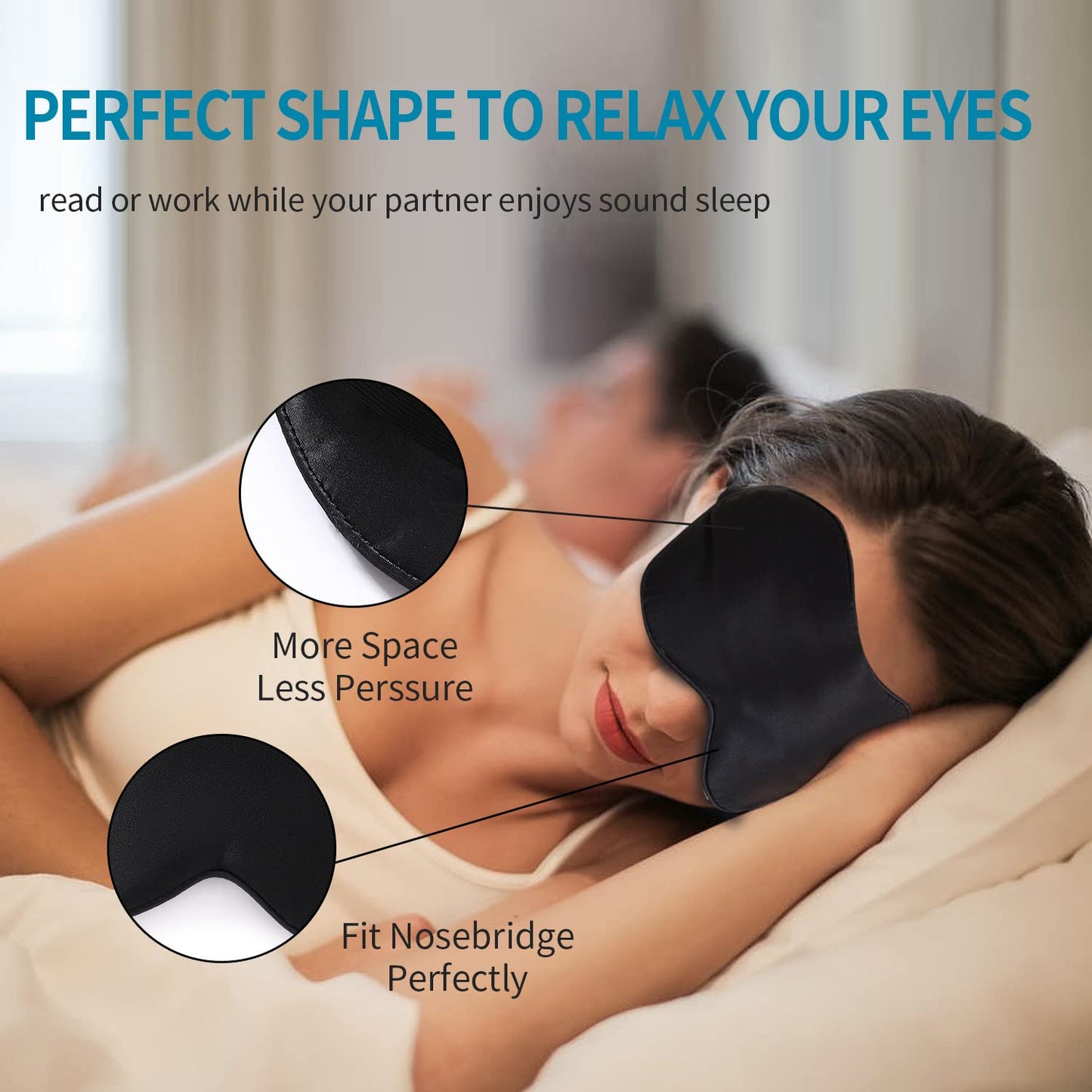 2-Pack 100% Real Natural Silk Eye Mask, Silk Sleeping Mask, Shade Puffy Eye Gift with Adjustable Straps, Sleep Eye Mask, SHJINJU Eye Mask Shade (Black and Dark Green)