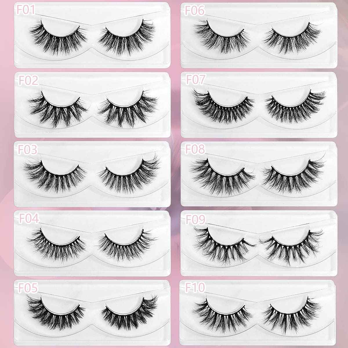 FARRED Wholesale Fluffy Dramatic Bulk Lashes Mix 10 Styles 30 Pairs Pack Individual Box 10-18mm Volume Faux Mink Eyelash Thick 8D Fake Lash Short Natural Look Wispy Eyelashes (style i-30 pairs)