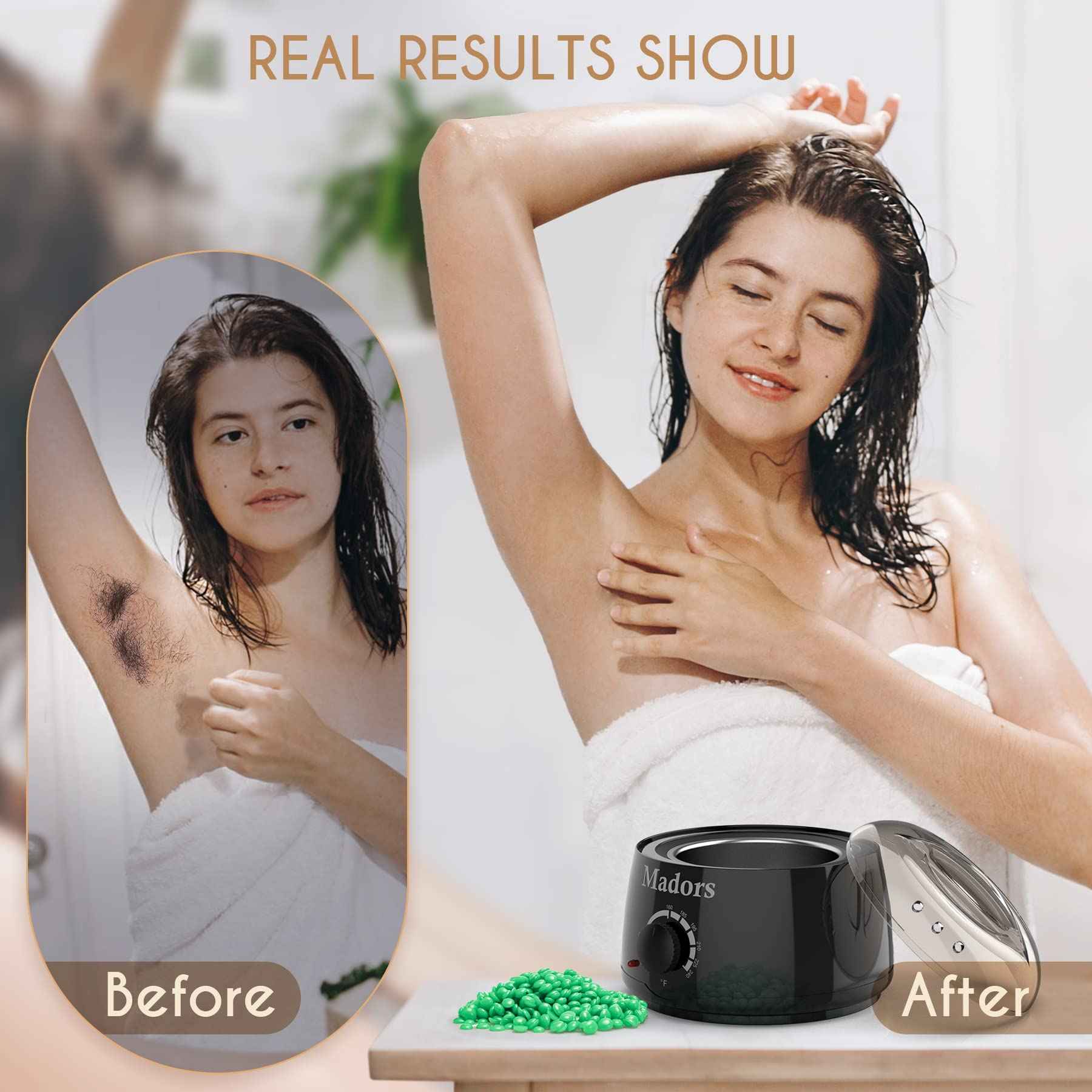 Waxing Kit for Women Madors Wax Warmer Hair Removal Kit with Intelligent Temperature Control Wax Machine and Hard Wax Beads