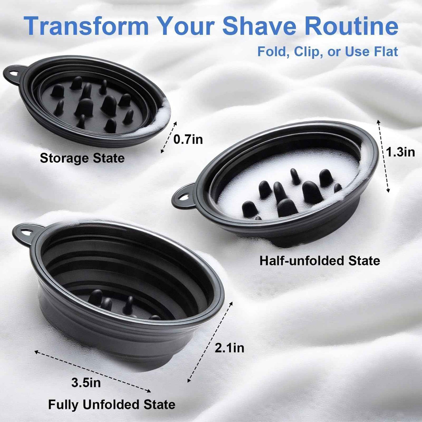 SPOSAFE Foldable Shaving Soap Bowl – Portable, Easy-to-Carry Shaving Soap Cup for Wet Shave, Travel Shaving Lather Bowl/Shaving Mug Compatible with Shave Cream & Soap for Men (Black)