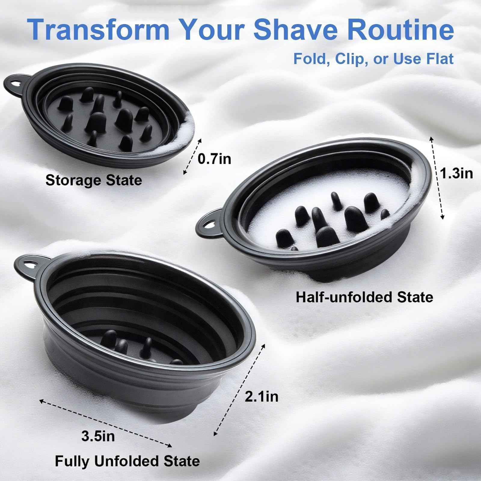 SPOSAFE Foldable Shaving Soap Bowl – Portable, Easy-to-Carry Shaving Soap Cup for Wet Shave, Travel Shaving Lather Bowl/Shaving Mug Compatible with Shave Cream & Soap for Men (Black)