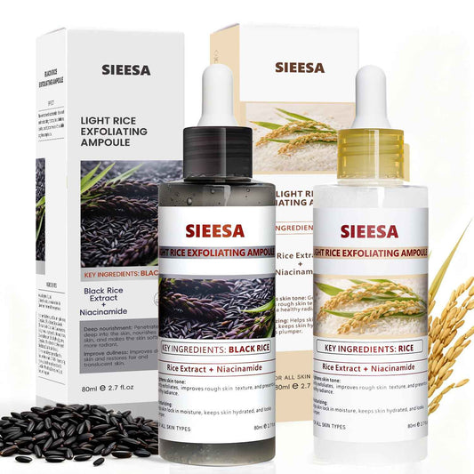 Rice Peel Shot,Peel Shot Glow Rice Ampoule Duo, White&Black Rice Exfoliant,Removes Dead Skin and Blackheads,Niacinamide Controls Oil Salicylic Acid Gentle Pore Clean, For Various SkinS(5.4 fl oz)