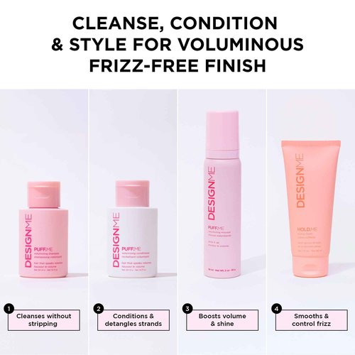 DESIGNME Dream Mane Volume Kit | Holiday Gift| Volumizing Shampoo & Conditioner, Hair Mousse & Styling Cream | Boosts Volume, Body & Fullness, Smooths Frizz & Heat Protection | Color Safe