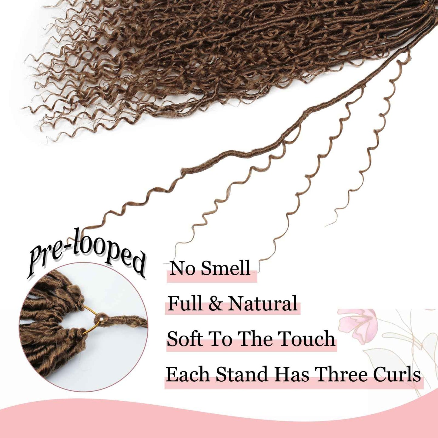 Haftaluv Boho Faux Locs Crochet Hair 9 Packs Long Goddess locs 30 Inch Boho Soft Locs With Curly Ends Pre Looped Bohemian River Loc Crochet Hair For Women (30 inch,#30)