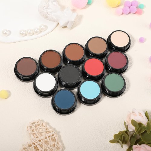 FIVEFULU Single Off White Eyeshadow, Pressed Powder Matte Beige Eye Shadow Palette Make-up, Blendable Long Lasting High Pigment Off White Eye Makeup Halloween Off White Eye Paint & Face Body Paint