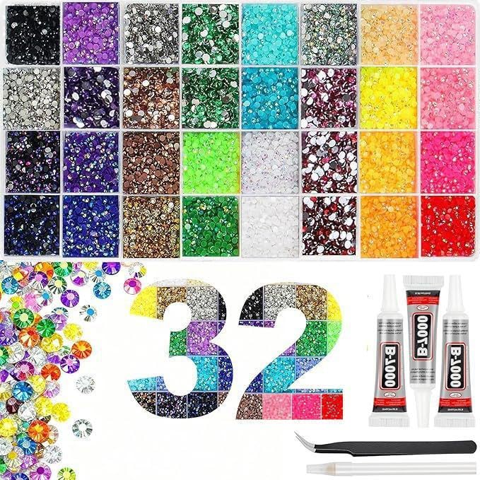 32000pcs Bedazzling Kit with 32 Colors Rhinestones & Tools