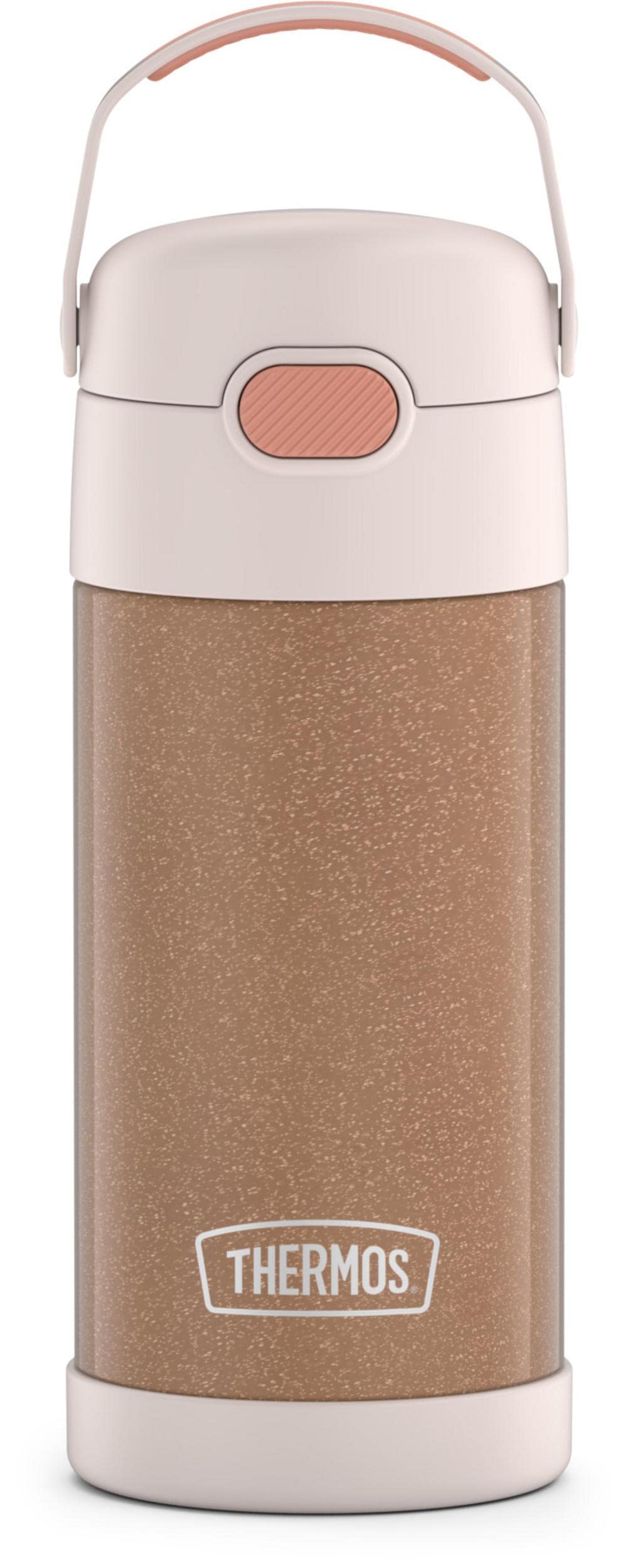 THERMOS FUNTAINER Water Bottle with Straw - 12 Ounce, Rose Gold Glitter - Kids Stainless Steel Vacuum Insulated Water Bottle with Lid