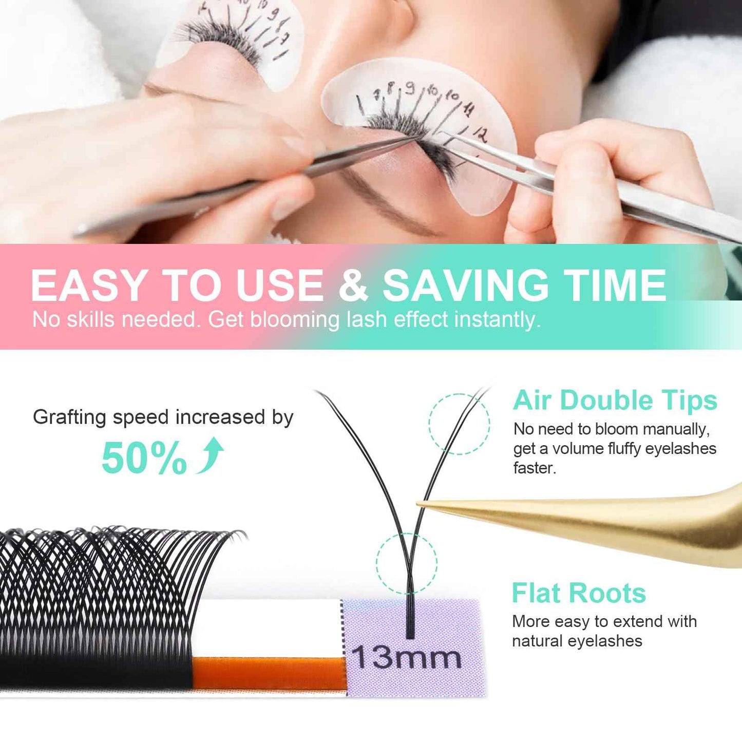 NAGARAKU 5 Trays yy Eyelash Extensions y lash 0.07mm D curl 11/12/13/14/15mm in 1 pack Premade 4D Easy Fan Russian Volume Cluster Faux Mink Matte Black 12 rows