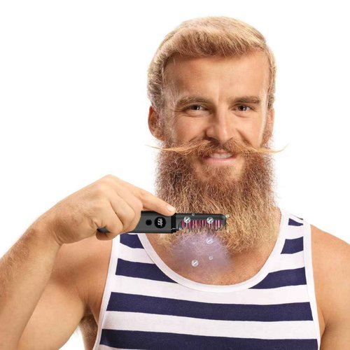 Beard Straightener for Men, Heated Beard Brush, Cordless Beard Hot Comb for Medium to Long Beards, with Travel Case, Rechargeable, 3 Temp Settings, Ionic Technology, Grooming Gift for Men(Black)
