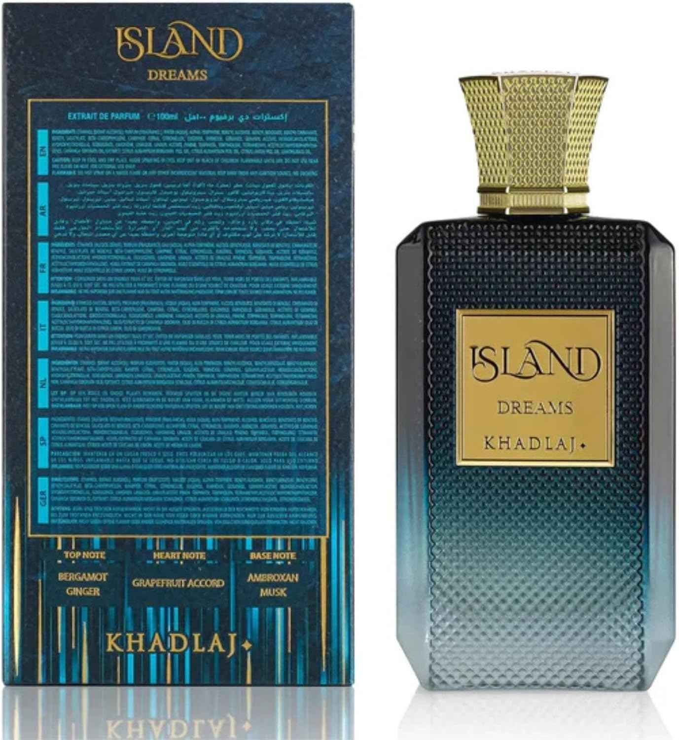 Khadlaj Island Dreams – Fruity, Floral, Woody, Musky – Extrait de Parfum Long-Lasting Fragrance for Unisex, 3.4 Ounce