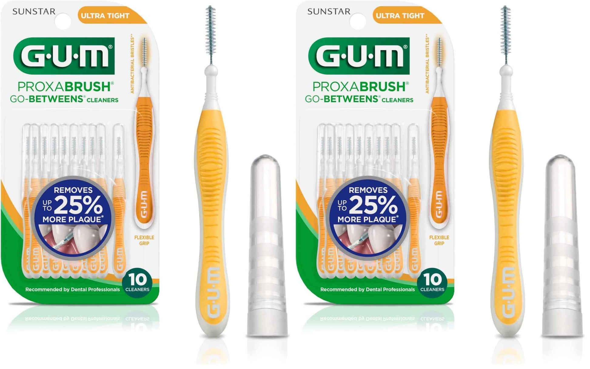GUM Proxabrush Go-Betweens Interdental Brushes, Ultra Tight, Plaque Removal, 10 Count (Pack of 2)