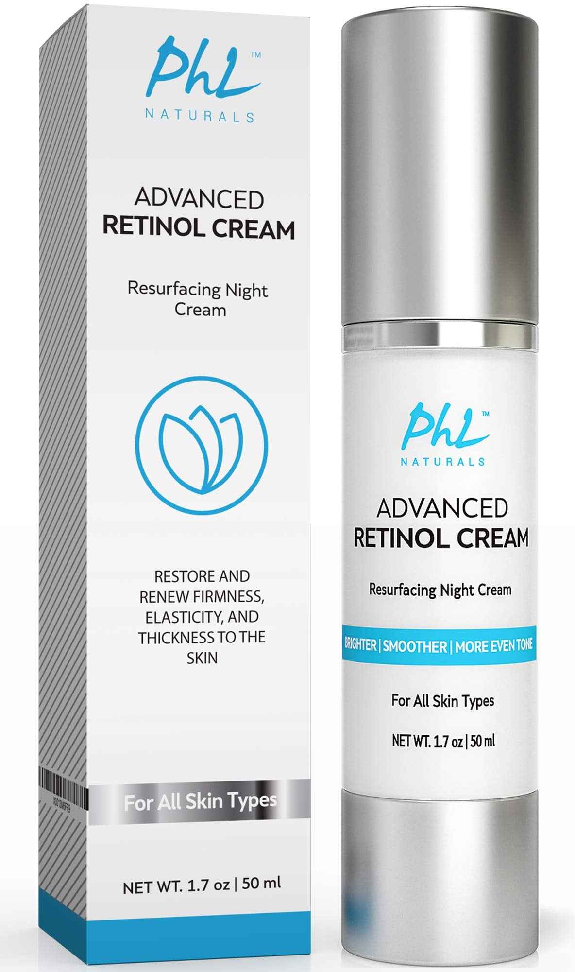 Retinol Cream for Face with Hyaluronic Acid – Unscented Anti Aging Night Moisturizer with Natural Ingredients, Especially Formulated for Sensitive Skin and those New to Retinoids -USA Made, 1.75 Ounce