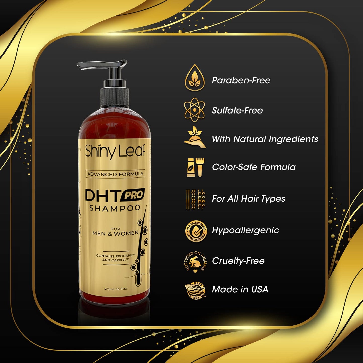 DHT Pro Shampoo Advanced Formula with Procapil and Capixyl, DHT Blockers and Natural Extracts, Anti-Thinning Shampoo for Men and Women, Revitalizes Scalp, Stimulates Follicles for Thicker Fuller Hair