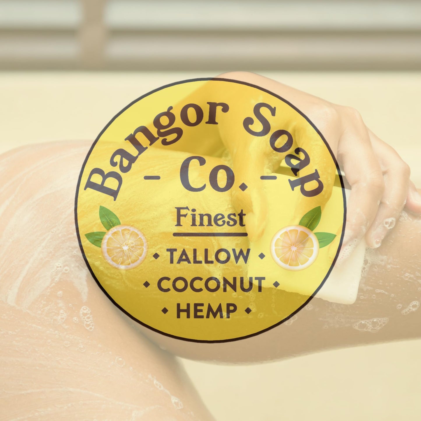 Bangor Soap Co.'s FRESH LEMON Pure, Natural Soap Bars, The FINEST Tallow, Coconut, and Hemp, NOTHING Artificial, NOTHING Superficial for A Smooth, Nourishing Lather (3-Pack)