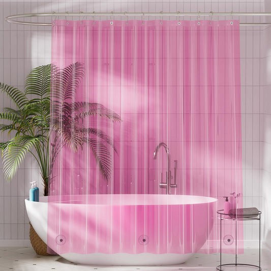 Titanker Shower Curtain Liner, Plastic Shower Liner PEVA 72 x 72 Lightweight Waterproof Shower Curtains for Bathroom with Magnets and Grommets, Clear Pink