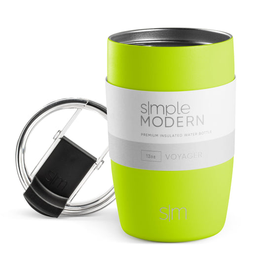 Simple Modern Travel Coffee Mug Tumbler with Flip Lid | Reusable Insulated Stainless Steel Cold Brew Iced Coffee Cup Thermos | Gifts for Women Men Him Her | Voyager Collection | 12oz | Green Apple