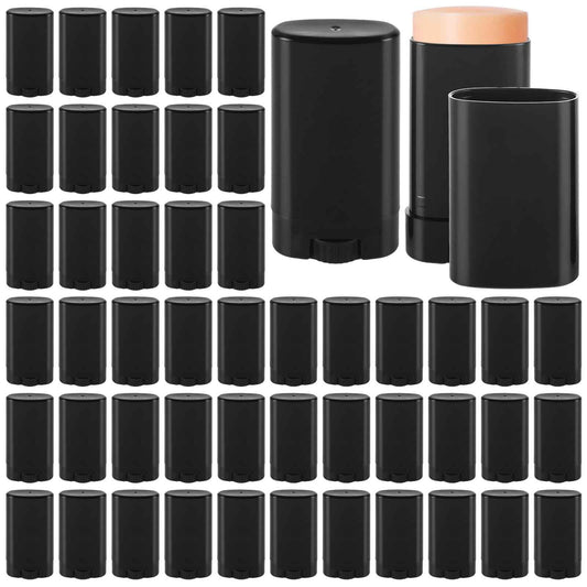 LOPYXBR 100 PCS 0.5 Oz/15 Ml Empty Deodorant Containers Black Oval Twist-Up Filling Stick 15 Ml Refillable Deodorant Tubes Empty Black Lotion Bar Sticks for Homemade Deodorant, DIY Lip Balm