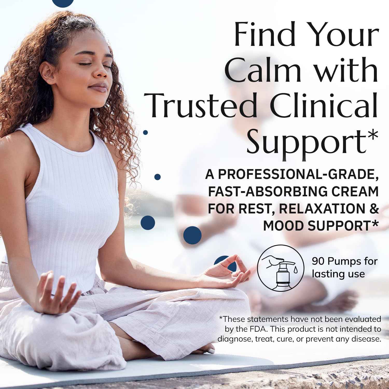 Calming Cream with GABA & L-Theanine – Fast-Absorbing for Relaxation & Mood Support – Soothing with Lavender Oil, 5-HTP & Magnesium – Non-Greasy, Easy to-Use Pump – 3.2oz Bottle